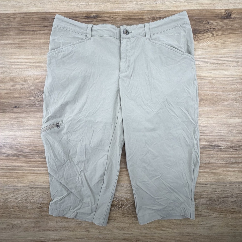 Patagonia Capri Pants Women 12 Beige Organic Cotton Stretch Cropped Hiking Trail
